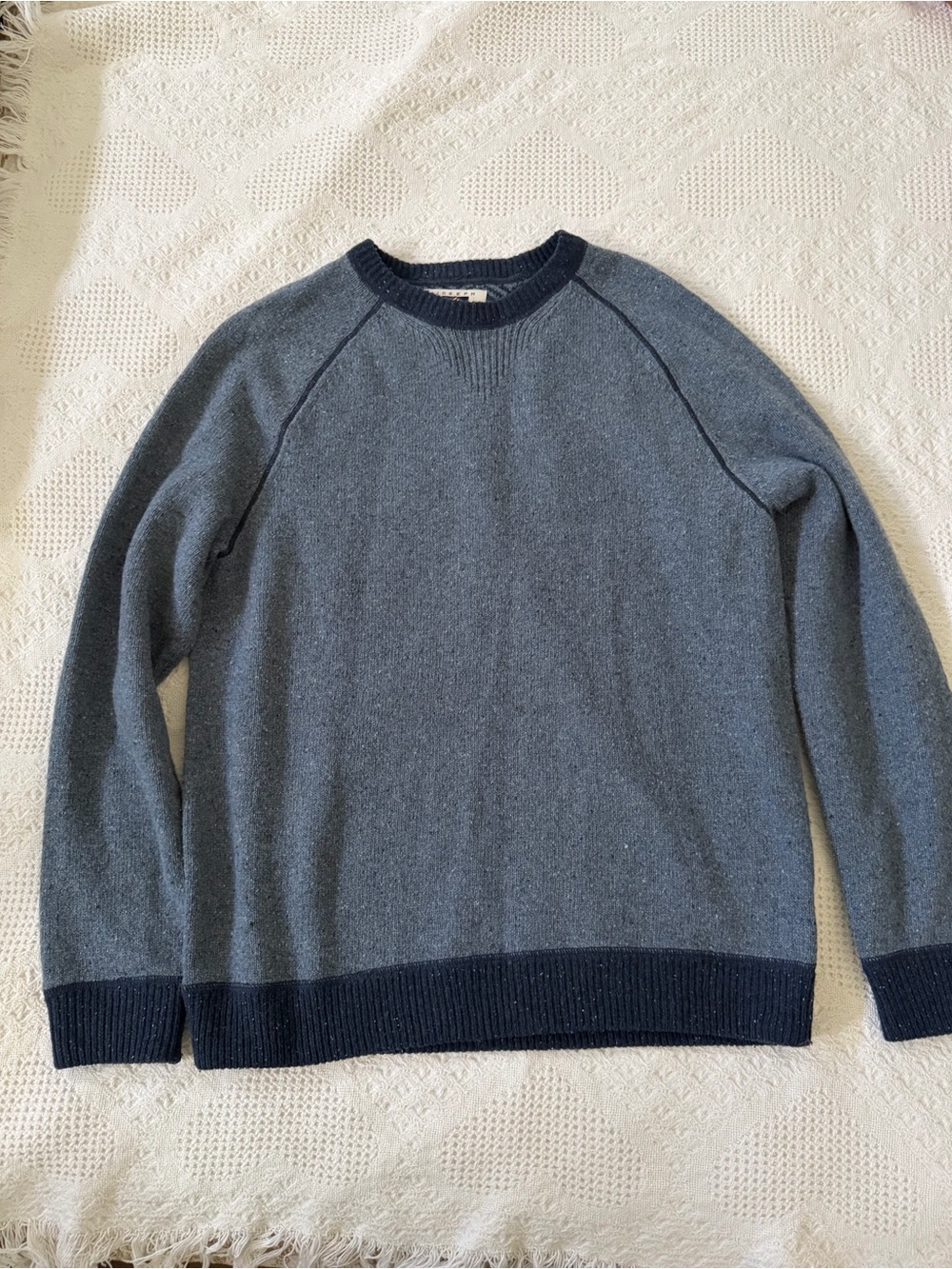 Joseph Abboud Blue Crewneck Sweater with Navy Trim